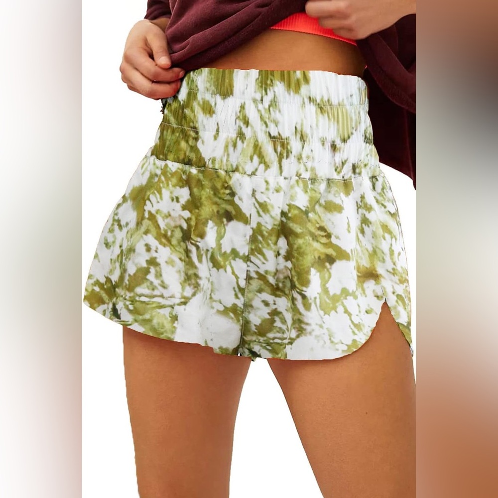 Free People Green and‎ White Women's Shorts